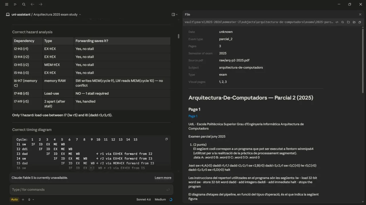 uni assistant screenshot